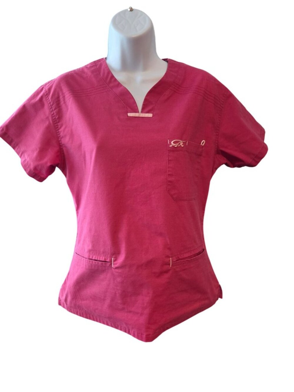 IguanaMed Womens Pink Scrub Set XS V-Neck Top & Elastic Waist Pants XS  65/35